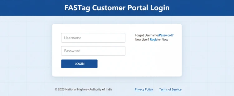 FASTag Customer Portal Login
